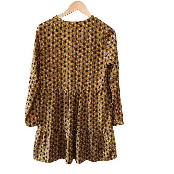 Andree By Unit Abstract Print V Neck Long Sleeve Tiered Dress Size S Small - Picture 2 of 7